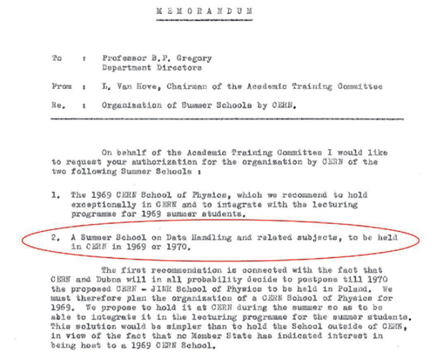 The 1968 memorandum from Léon van Hove to Bernard Gregory